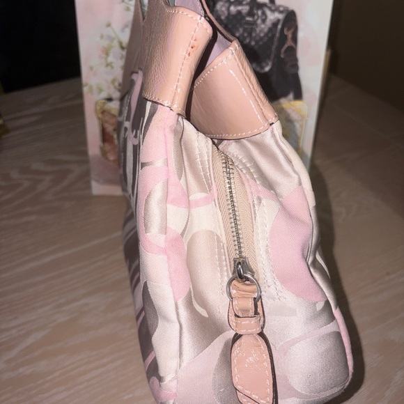 Coach Signature Monogram Blush and Beige Shoulder Bag - Picture 11 of 16